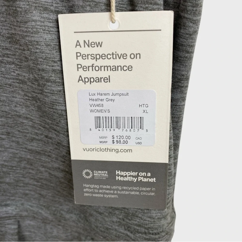 Vuori Heather Grey Lux Harem Jumpsuit NWT Size XL